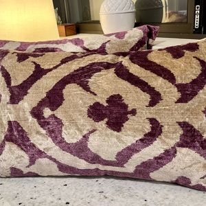 Pottery Barn Washed Velvet Ikat Print Pillows with inserts Set of 2